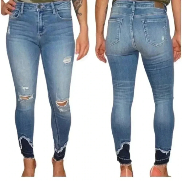 Hidden Jeans Two Color Distressed Raw Hem - Picture 2 of 9